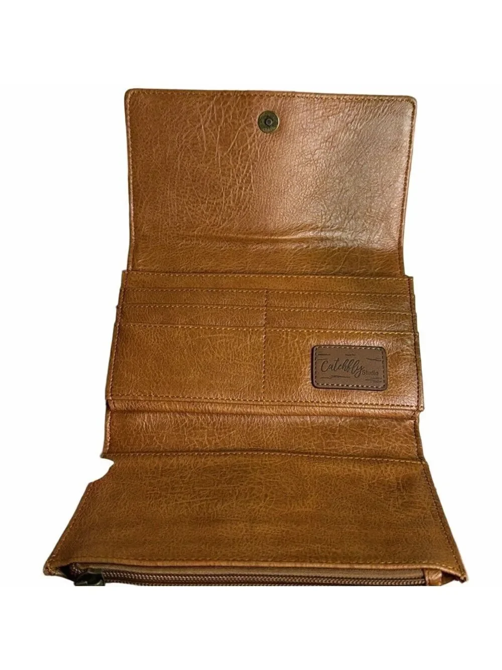 Catchfly Brown Metallic Large Flap Wallet NWT
